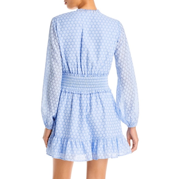 BLOOMINGDALE'S AQUA LABEL LIGHT BLUE TIE NECK MINI DRESS M - Picture 10 of 11